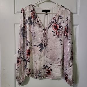 White House Black Maeket floral silk blend top